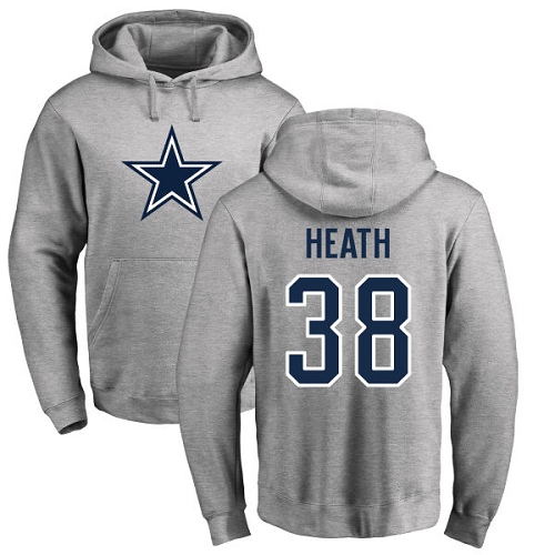 Men Dallas Cowboys Ash Jeff Heath Name and Number Logo #38 Pullover NFL Hoodie Sweatshirts
